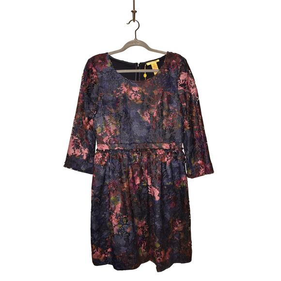 CATHERINE MALANDRINO NEW $138 Lace Floral Overlay Fit & Flare Dress Size 10 - Picture 1 of 4